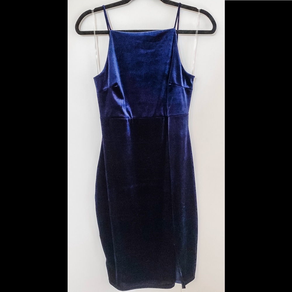 Windsor Velvet Halter Midi Dress - Sapphire Blue